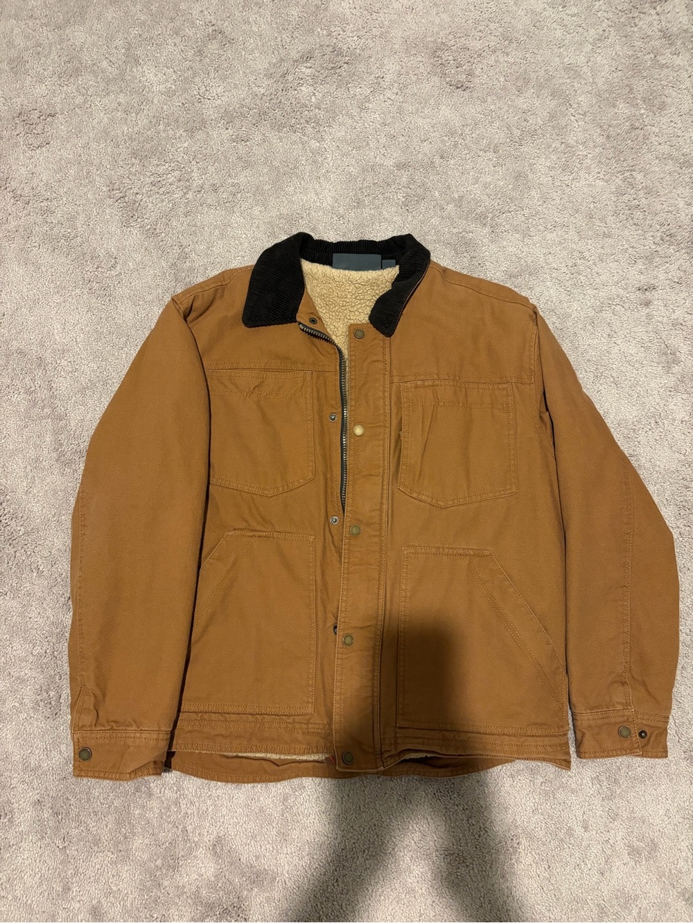 Free Country Brown Work Jacket with Black Corduroy Collar